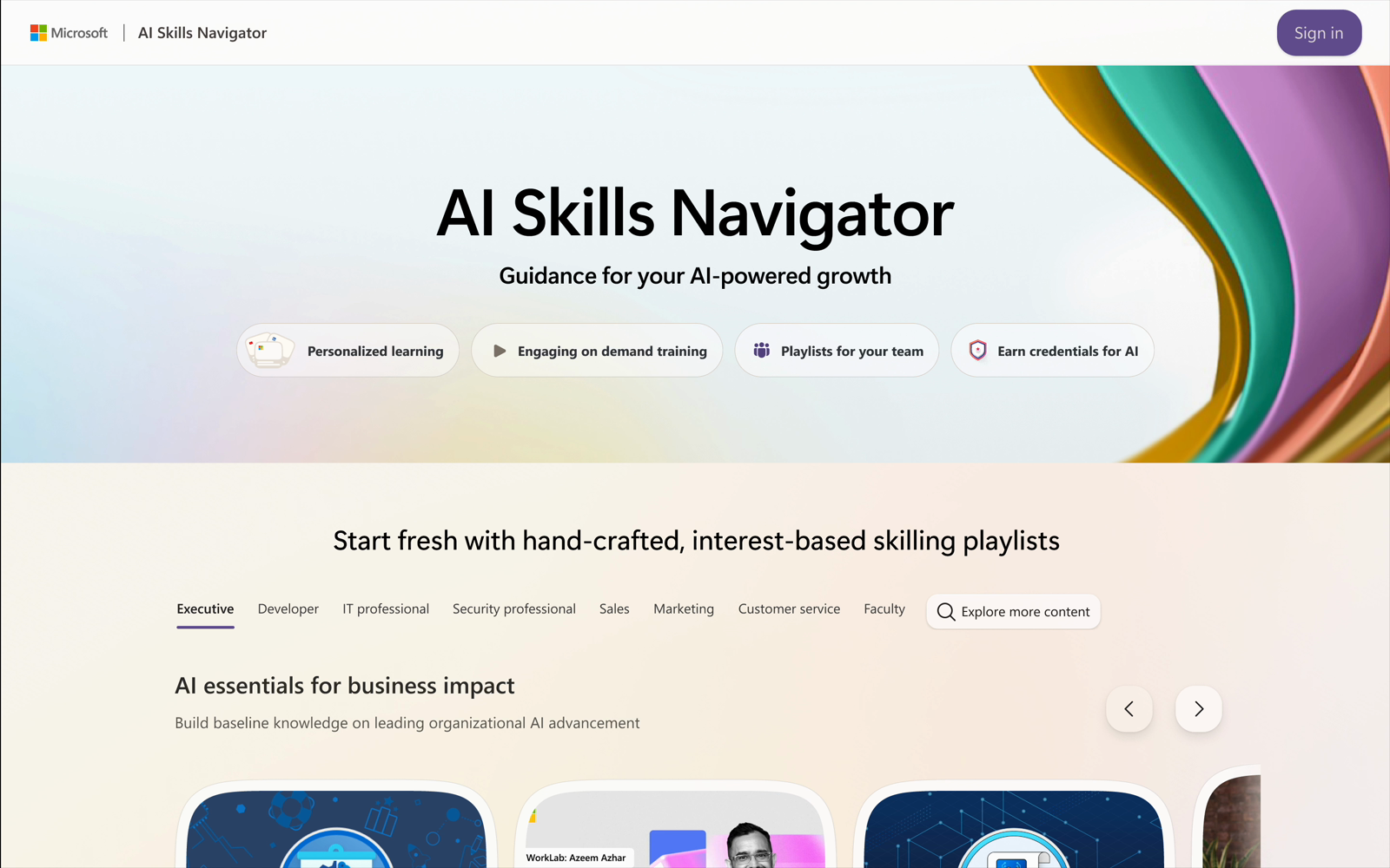 AI Skills Navigator home - guidance for your AI-powered growth